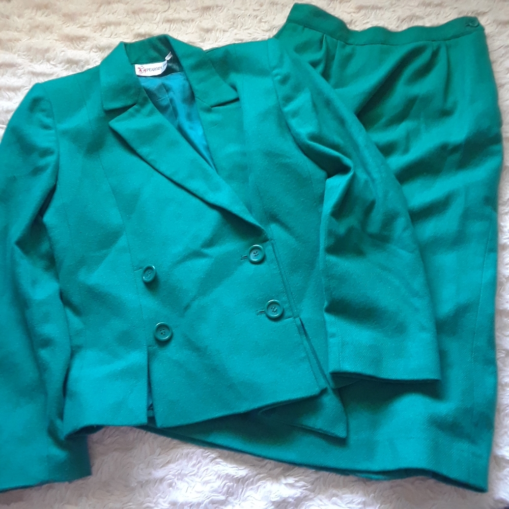 Peabody House Vintage Green Skirt and Blazer Suit 5/6